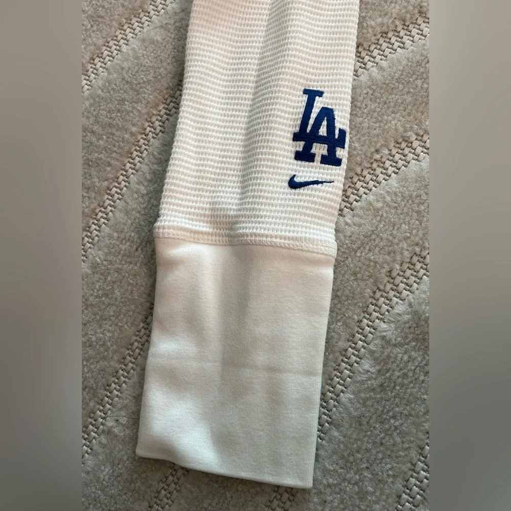 Vintage Y2K Nike Team MLB Los Angeles Dodgers Waffle Knit V-Neck Hoodie - L